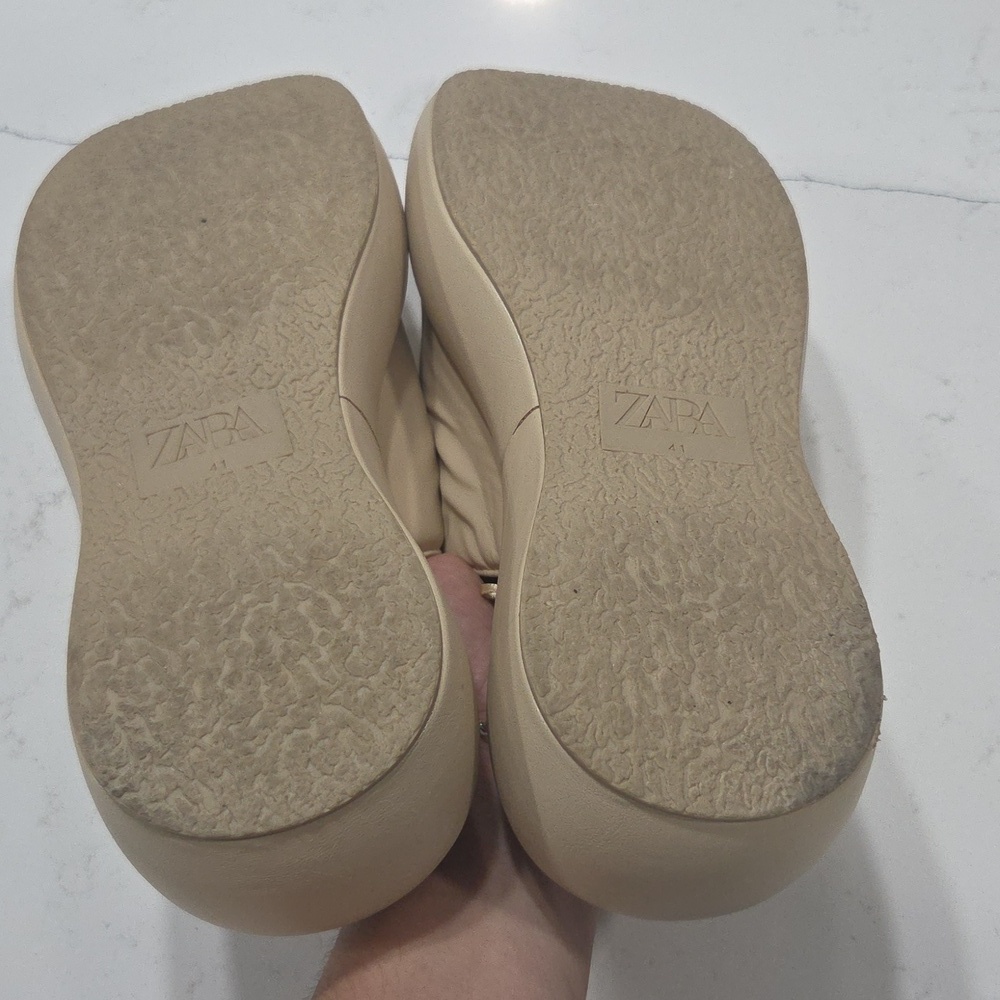 Zara Cream Platform Sandals Sz41 Will Fit Sz 10 Gentle Used - Picture 6 of 8